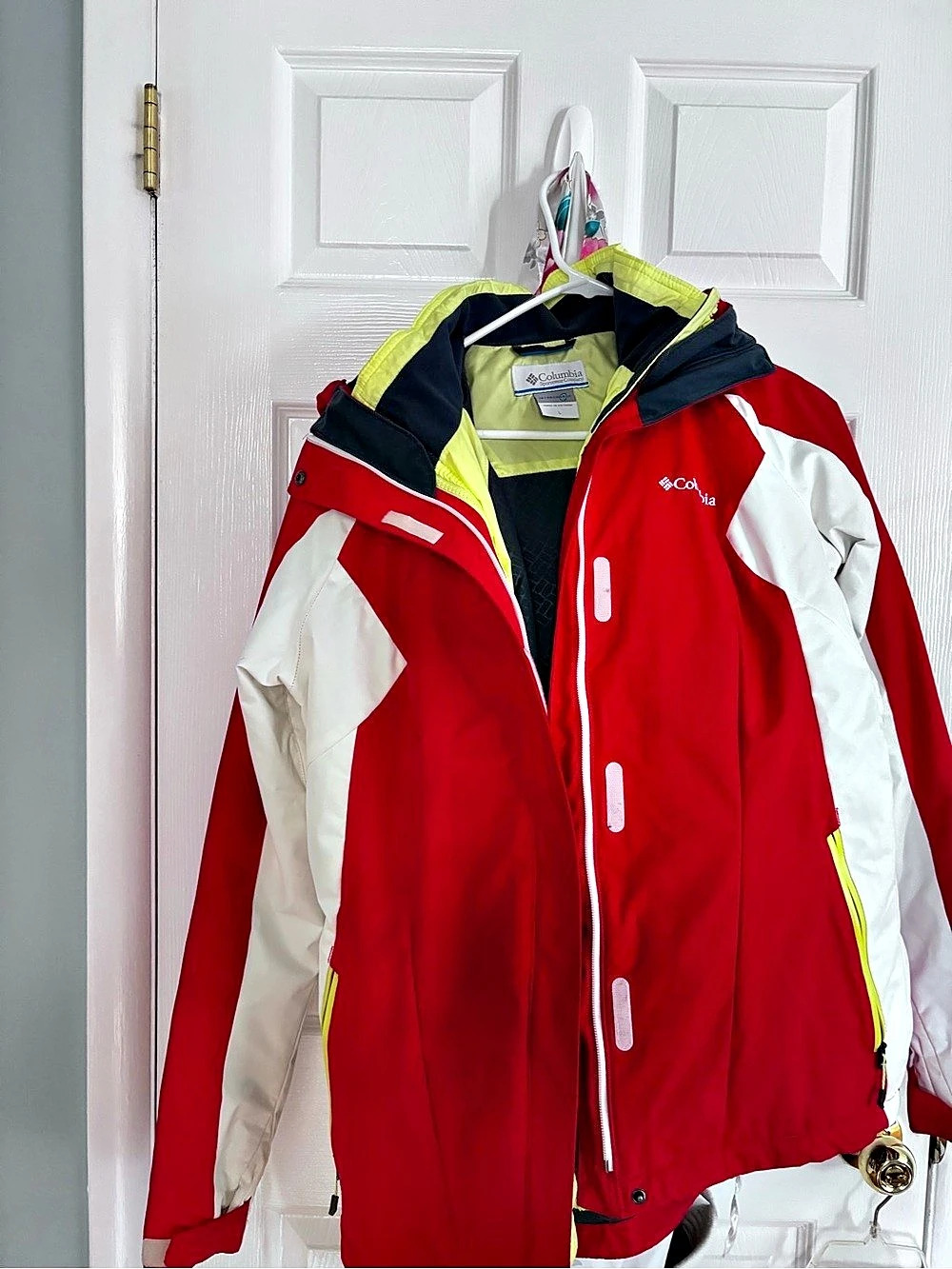 Women's Columbia Color Block Ski Jacket Red White Size Large